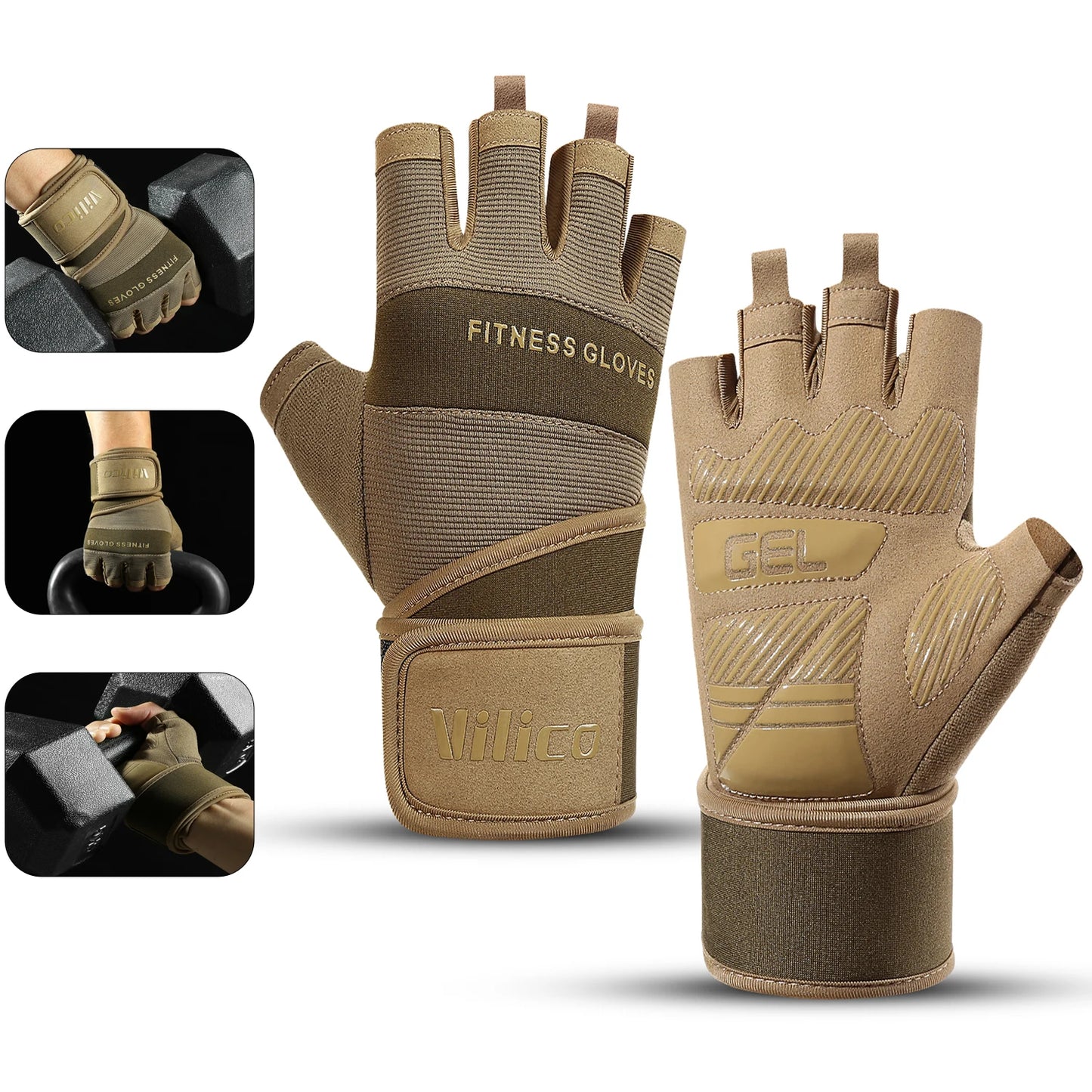 Cycling Gloves Half Finger Gym Weightlifting Dumbbell Training Anti-Slip Fitness Gloves Workout Crossfit Exercise Gloves