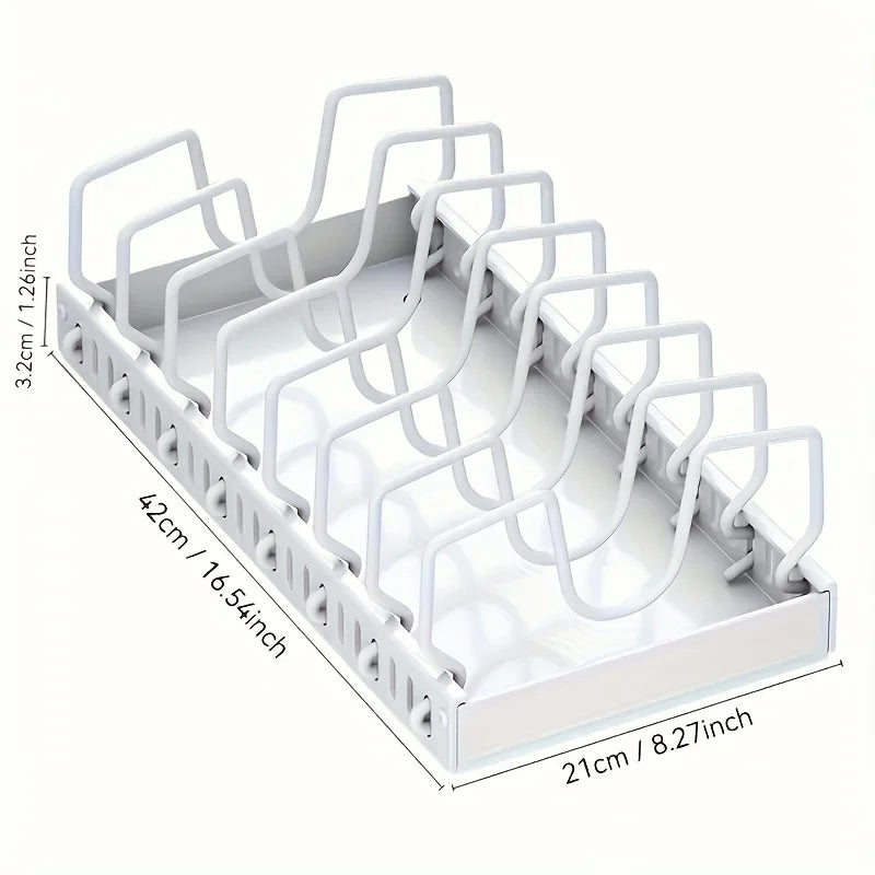 8 Adjustable Dividers Pull Out Pot Pan Rack With Lid Storage Box Under Sink Cabinet Kitchen Organizer