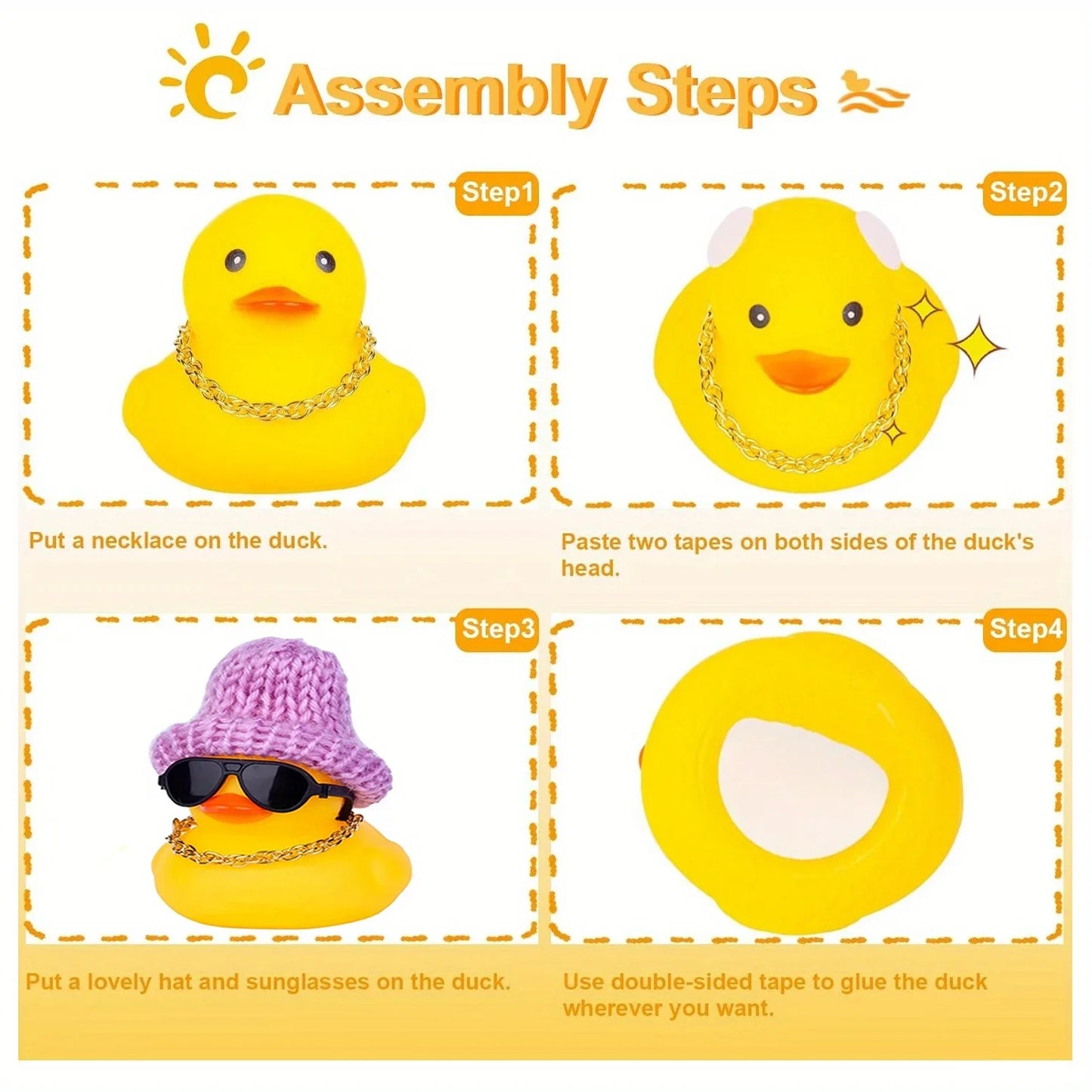 Rubber Duck Car Ornaments Winter Duck Car Dashboard Decorations for Christmas Decor Home Decorations with Mini Hat Sunglasses