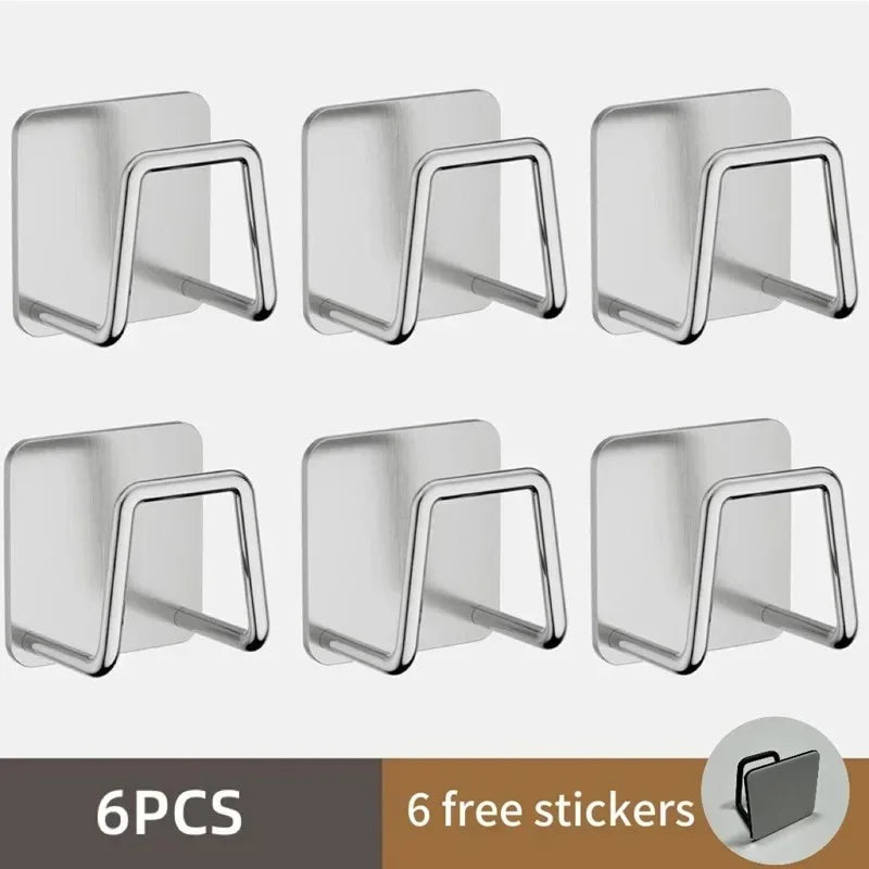 Multifunctional Kitchen Stainless Steel Sink Sponges Holder Self Adhesive Drain Drying Rack Kitchen Wall Hooks Accessories