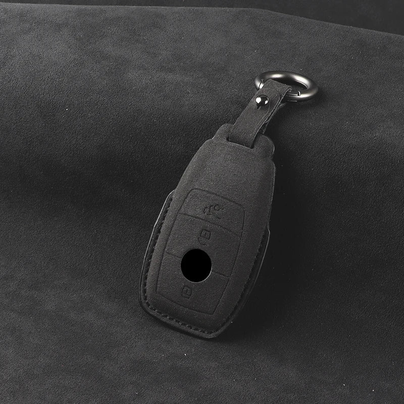 leather Suede Car Key Case Cover Shell For Mercedes Benz A B C E S G Class W204 W205 W212 W213 W176 W177 GLC CLA AMG Accessories