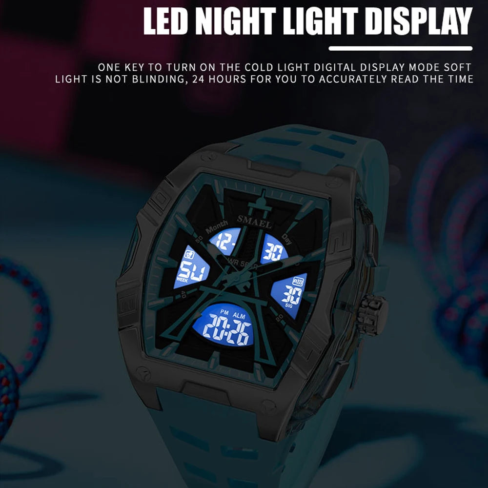 SMAEL Luxury Men Watches Waterproof Luminous Watch For Man High Quality LED Quartz Chronograph Sport  Wristwatches Clock Male