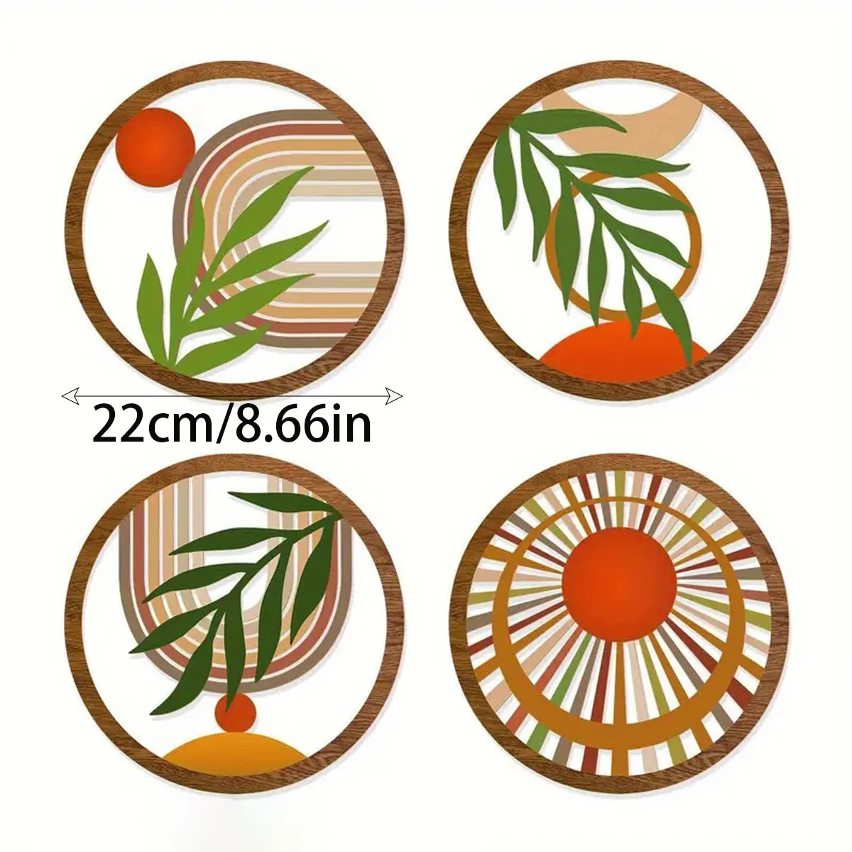 4Pcs Bohemian Wooden Wall Art Decorations Hollow Design Hanging for Living Room Bedroom Courtyard - Unique Decorative Pieces