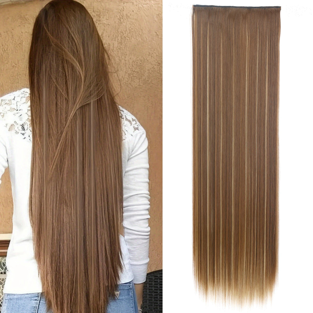 Synthetic Super Long Straight 5 Clip In Hair Extensions 32Inch One Piece Hairpiece for Women Multiple Colors Hair Extensions