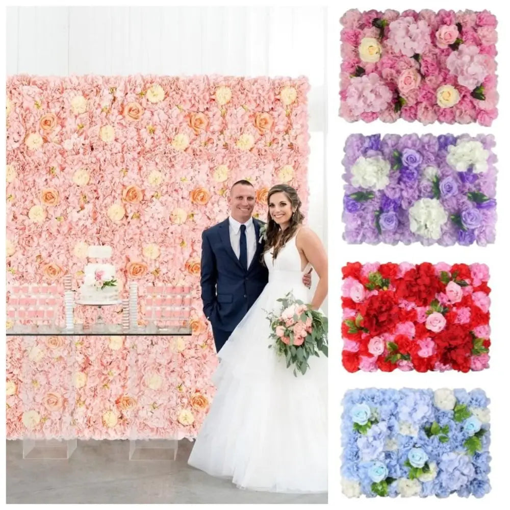Handmade Artificial Flower Wall Panels Realistic 60X40cm Rose Wedding Background Romantic Durable Silk Rose Flower Wall