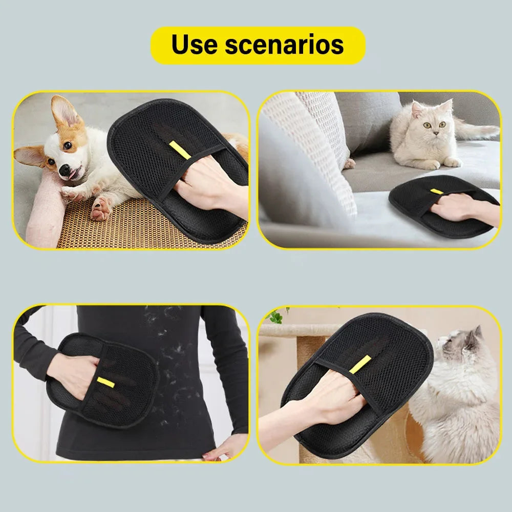 New Pet Hair Removal Tool Reusable Static Removal Gloves, Double-Sided Grooming Gloves for Pets Removes Pet Fur Hair for Carpets