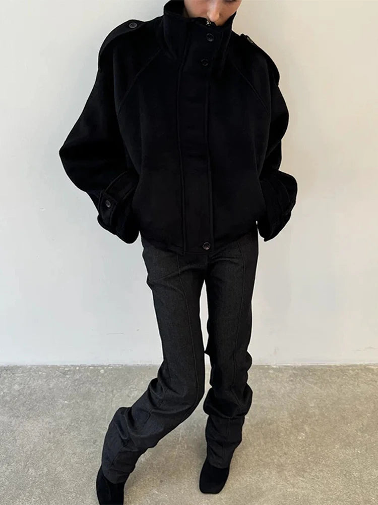 new Faux Fur Jackets Women Loose High Neck Long Sleeves Zipper Coats Female 2026 Autumn Winter Chic Fashion Solid Warm Outwears
