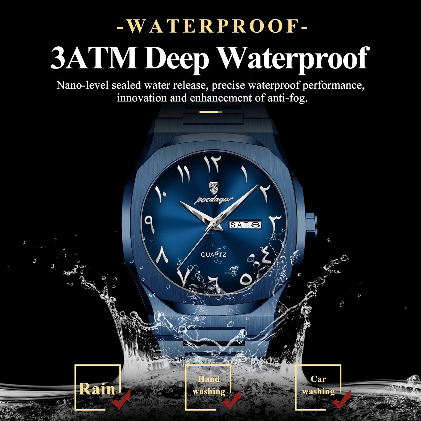 POEDAGAR Fashion Luxury Men's Quartz Watch Waterproof Stainless Steel Male Watch Week Date Business Watches For Men Reloj Hombre