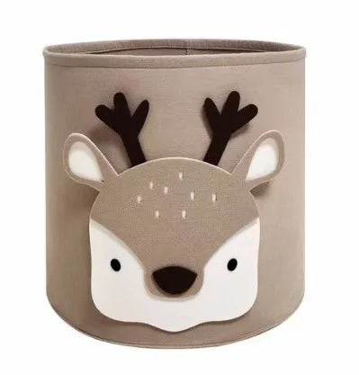 Children Toys Storage Basket Foldable Household Laundry Bag Cute Cotton Linen Bucket Cartoon Print Clothes Organizer Baskets