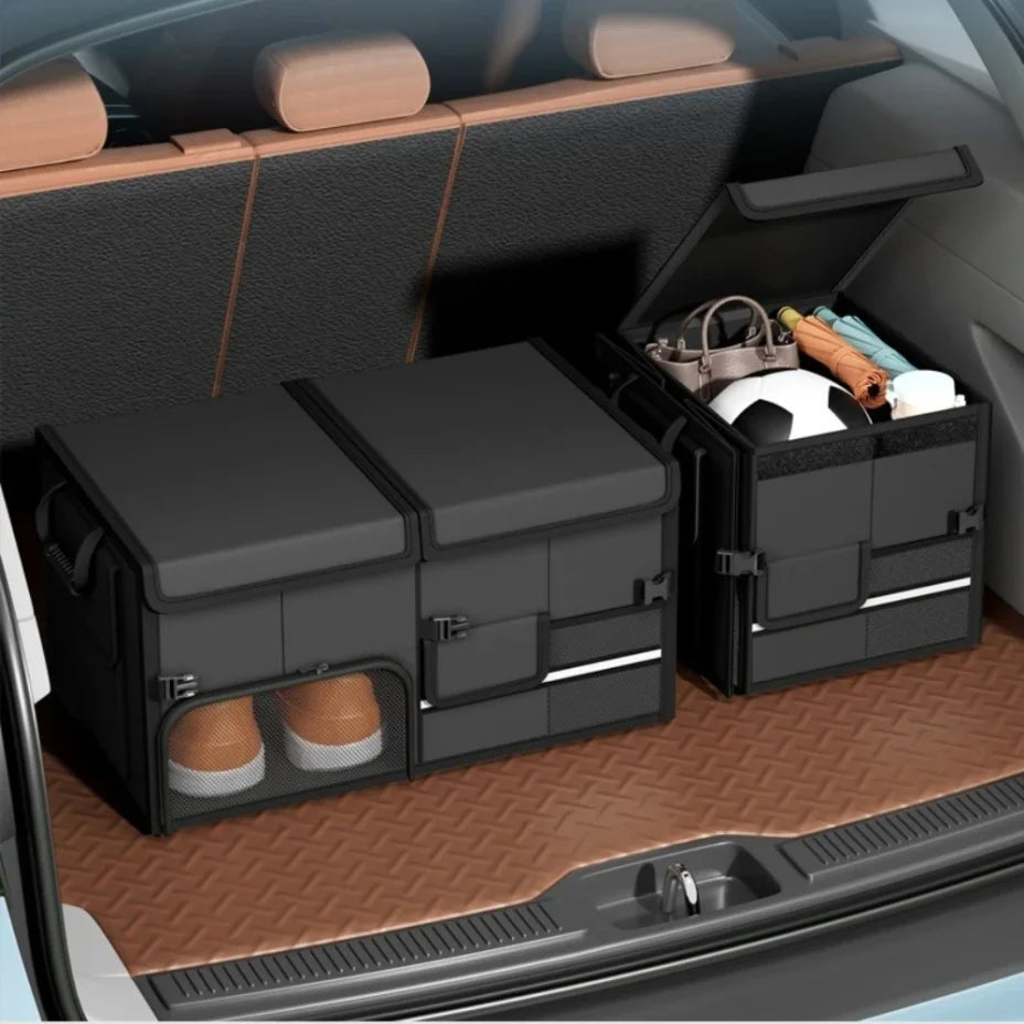Foldable Trunk Storage Box Waterproof Oxford Cloth 60L Large-Capacity Car Organizer for Camping/Fishing Easy to Carry