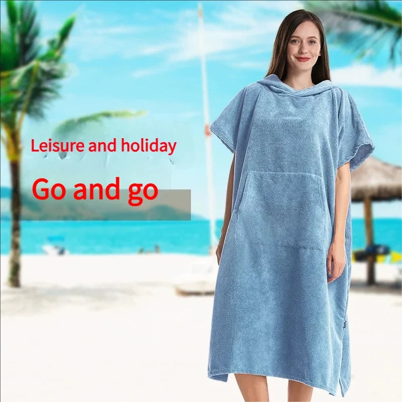 Unisex Oversized Quick Dry Poncho Hoodie Towel Beach Robe Swim Surf Changing Towel Loungewear Pajamas for Adults