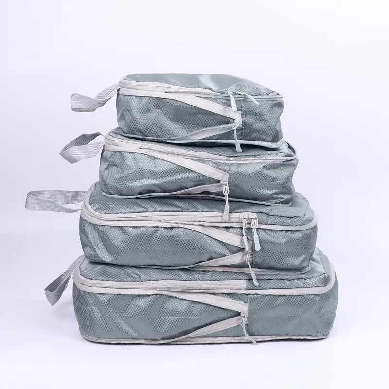 Travel Compression Packing Cubes Suitcase Luggage Organizer Set Zipper Foldable Storage Bag for Clothes Shoes Travel Accessories