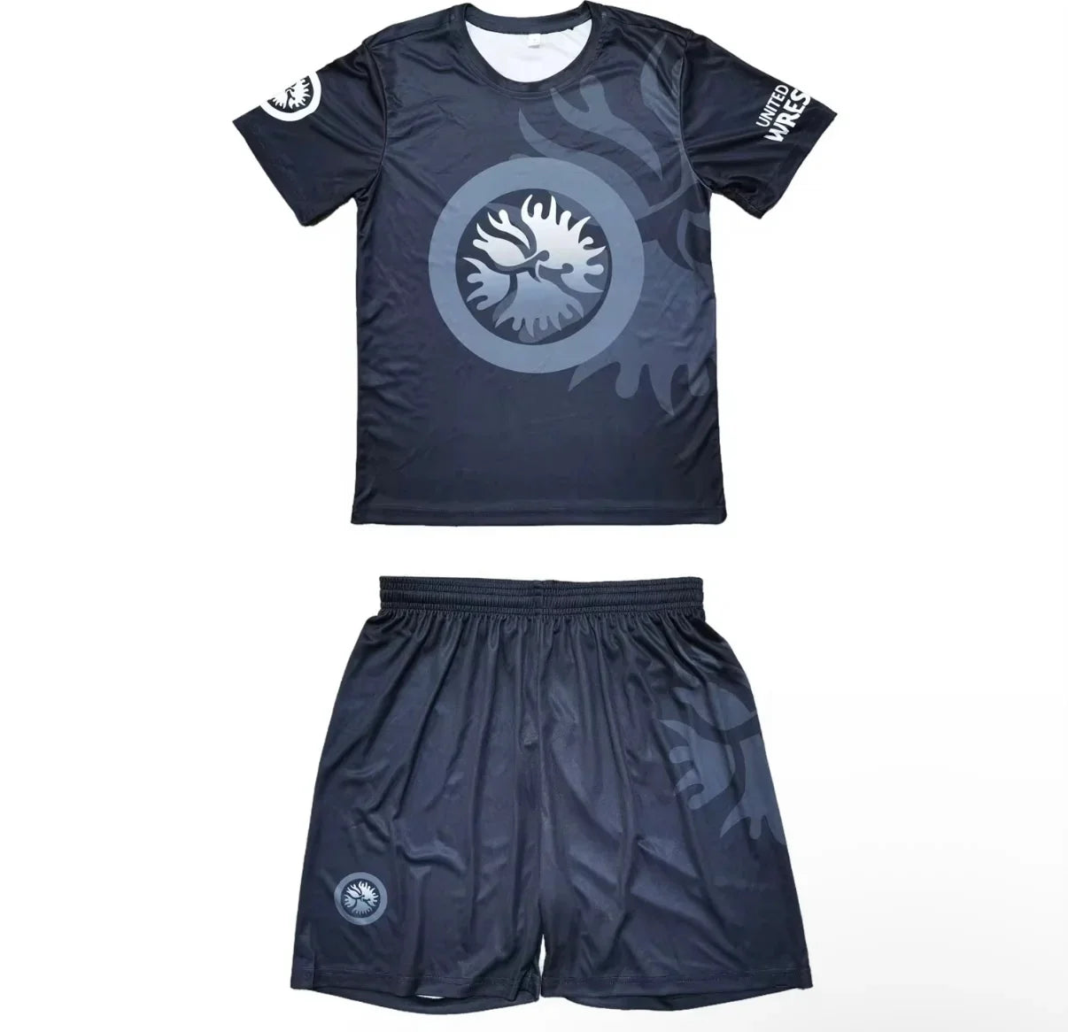 2026 New Men World Wrestling Team Sportswear Set Short Sleeve T Shirt and Shorts for Workout Lightweight Moisture Wicking