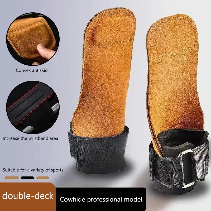 Gym Fitness Gloves with Wrist Straps for Men & Women; Double Layer PU Leather for Weightlifting, Bench Press, Pull-up Training.