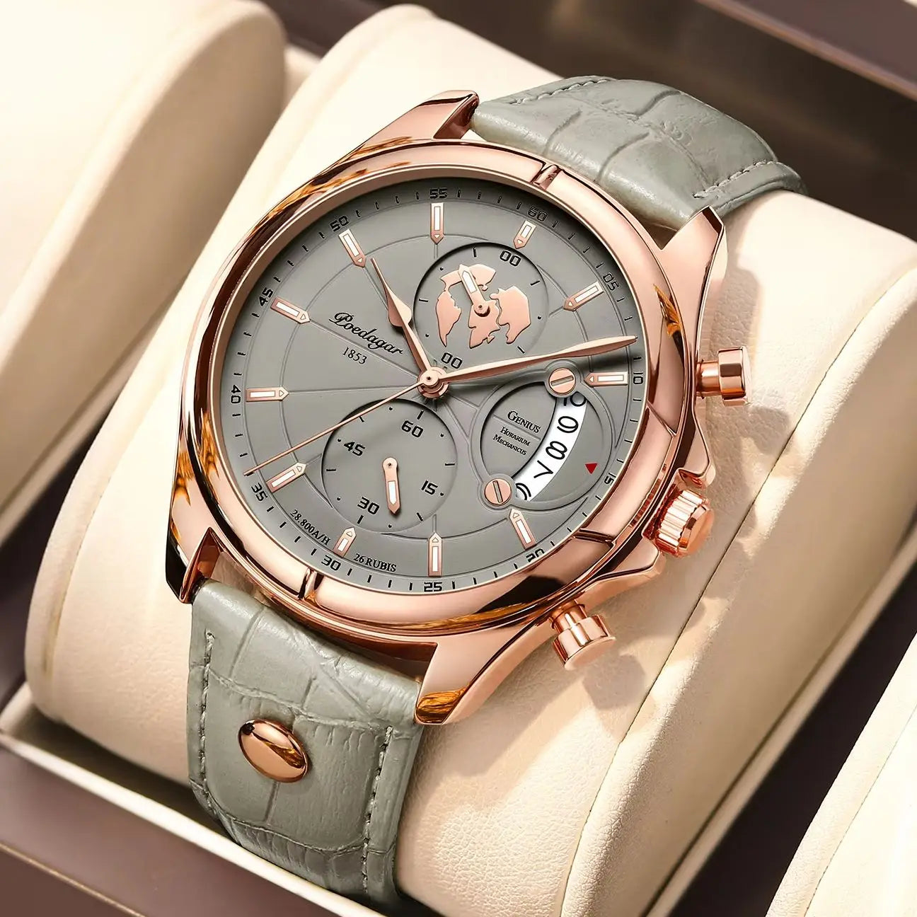POEDAGAR Luxury Original Man Watch Chronograph Date Waterproof Men Wristwatch Leather Quartz Business Sports Men's Watches Reloj