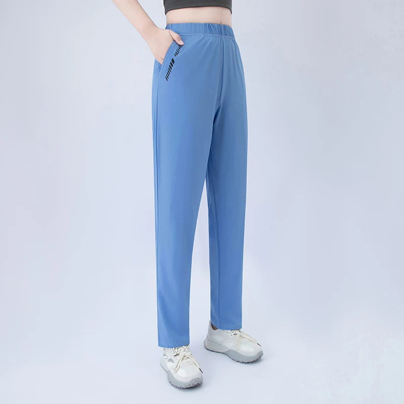 1/3 Piece Set Summer Women's Letter Printed Pocket Casual Pants, Comfortable Plus Size Youth Student Sports Running Harem Pants