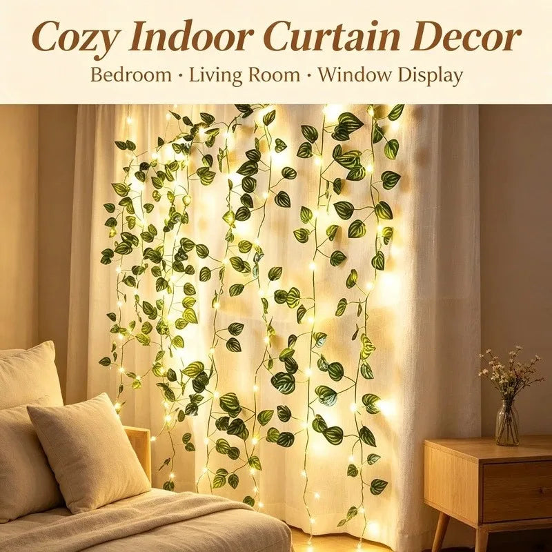 20 LED Artificial Leaf Fairy Lights, 2M Battery Powered Vine String Garland Lights for Christmas Wedding Garden Decor