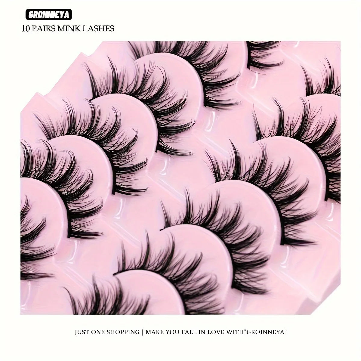 10 Pairs Deluxe C Curl False Eyelashes - Multi-Length Manga & Cosplay Lashes Set,Natural-to-Bold Fake Lashes Pair