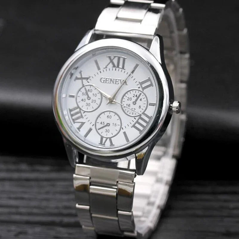 MAYZHISU Casual Quartz Watch for Women Deco 3 Eyes High-end Light Luxury Women Watches Stainless Steel Ladies Wristwatch Clock