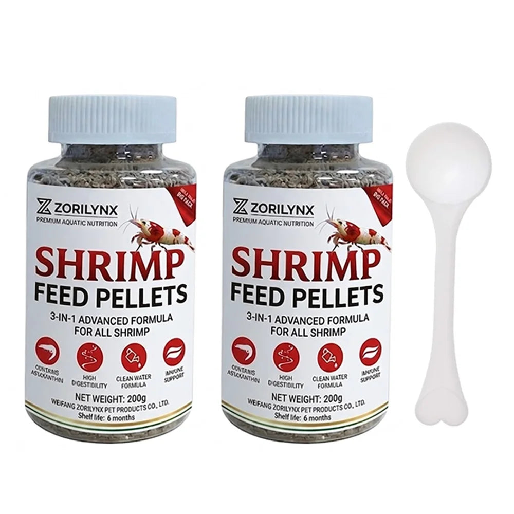 Nutritious Shrimp Feed Sinking Pellets High Protein Calcium Rich Food for Crystal Red Cherry Shrimp Aquarium Tank ZORILYNX
