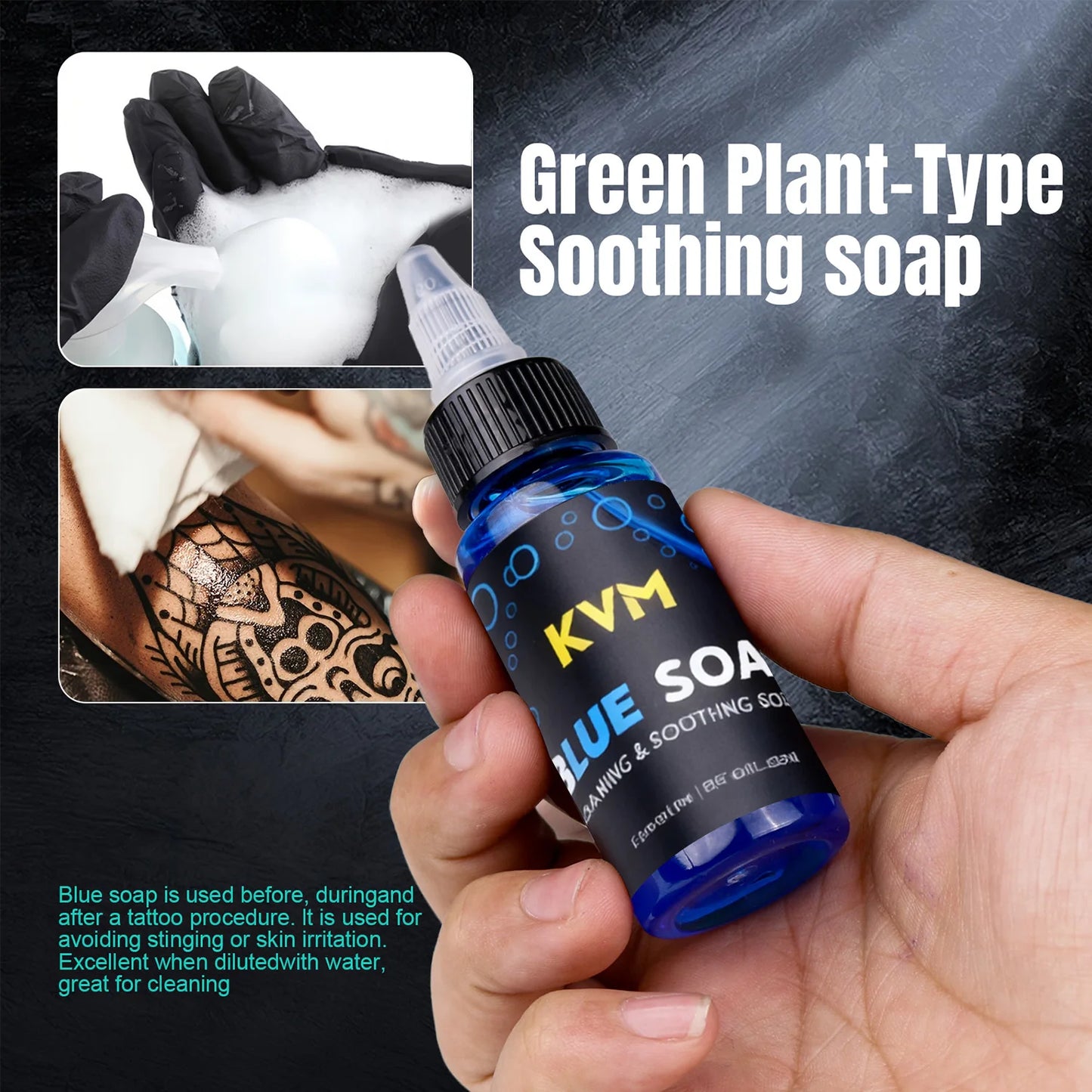 40/500ml Concentrated Tattoo Blue Soap Soothing Tattoo Aftercare Cleaning Solution To Reduce Skin Irritation for Tattoo Supplies