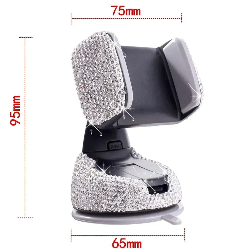 Rhinestone Crystal Car Cell Phone Holder Phone Mount Pink Flexible Table Stand Mount Bling Car Accessories Interior for Woman