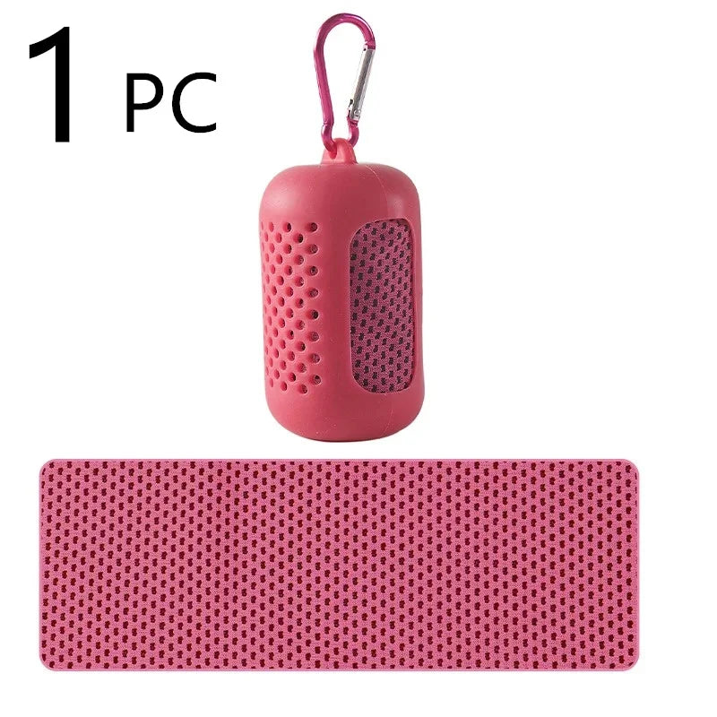 1Pcs Quick-Drying Sports Towel with Storage Box and Cooling Ice Blanket for Outdoor Fitness and Camping Cycling Hiking