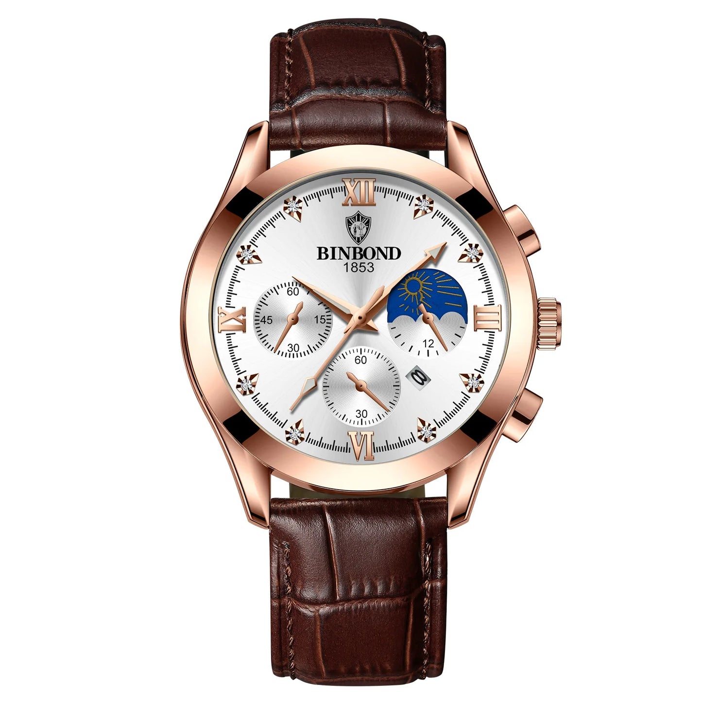 BINBOND Authentic Brand Precise Quartz Watches For Men Luxury Luminous Waterproof Sturdy Men's Watch Stainless Steel Reloj
