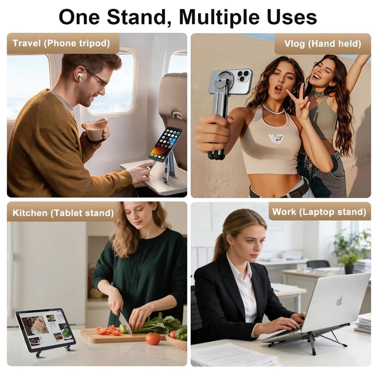 All-in-One Foldable Magnetic Stand: For Phone, Tablet & Laptop
