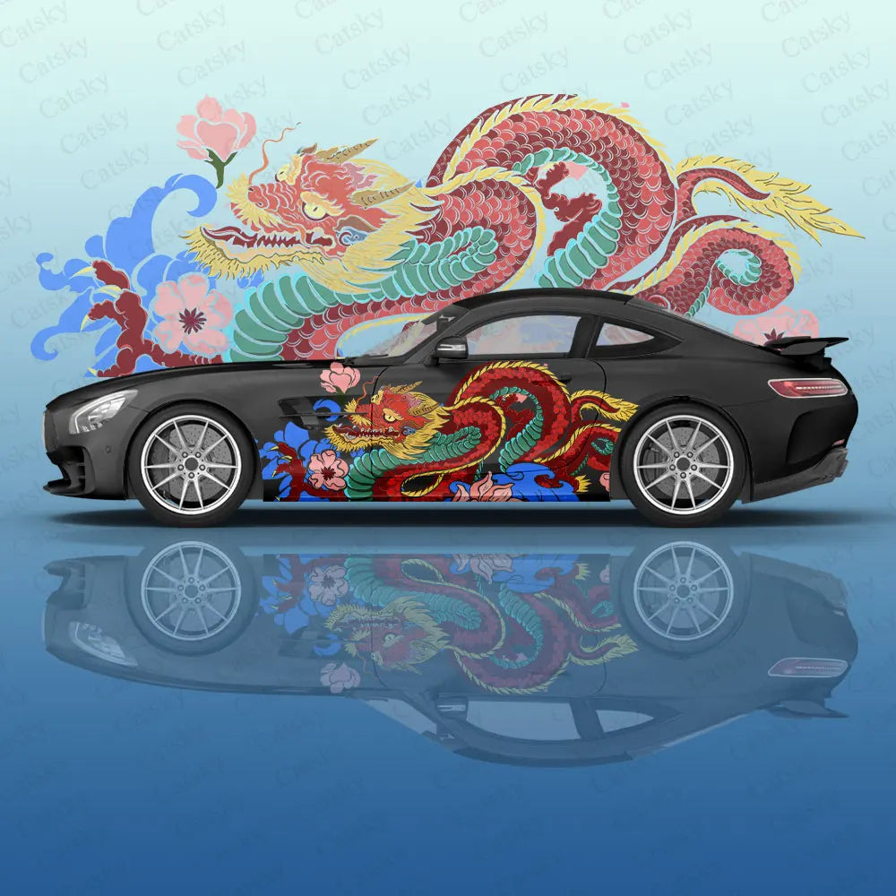 dragon animal Car Decal Protective Film Vinyl Itacar Racing Side Graphics Wrap Accessories Spray Paint Car Stickers