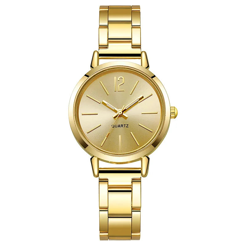 Fashion Small Dial Gold Watch Woman Luxury Alloy Strap Ladies Quartz Wristwatches Gift Clock Gift reloj mujer（Without Box）
