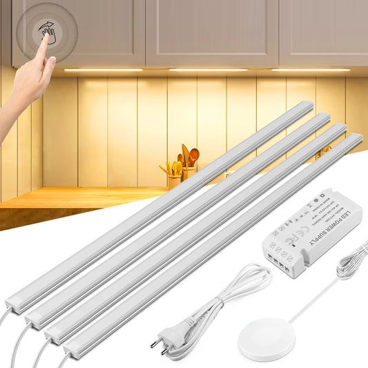 1-6Pcs Kitchen LED Under Cabinet Light Penetrable Wood Hand Scan Motion Sensor Touch Switch Dimmable Bathroom Bar Night Lamp