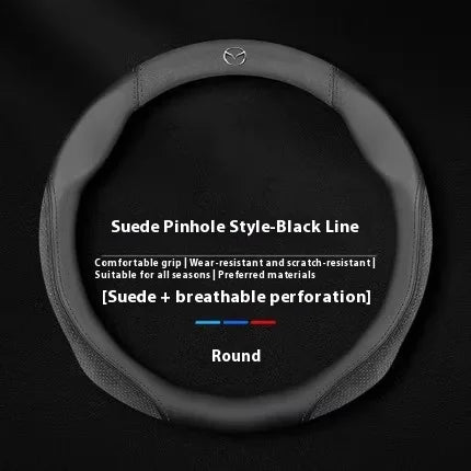 Suede Leather Car Steering Wheel Cover Sports style For Mazda 3 5 6 SKYACTIV Axela Atenza MX5 BT50 CX30 CX5 CX7 CX8 CX9 RX7 RX8