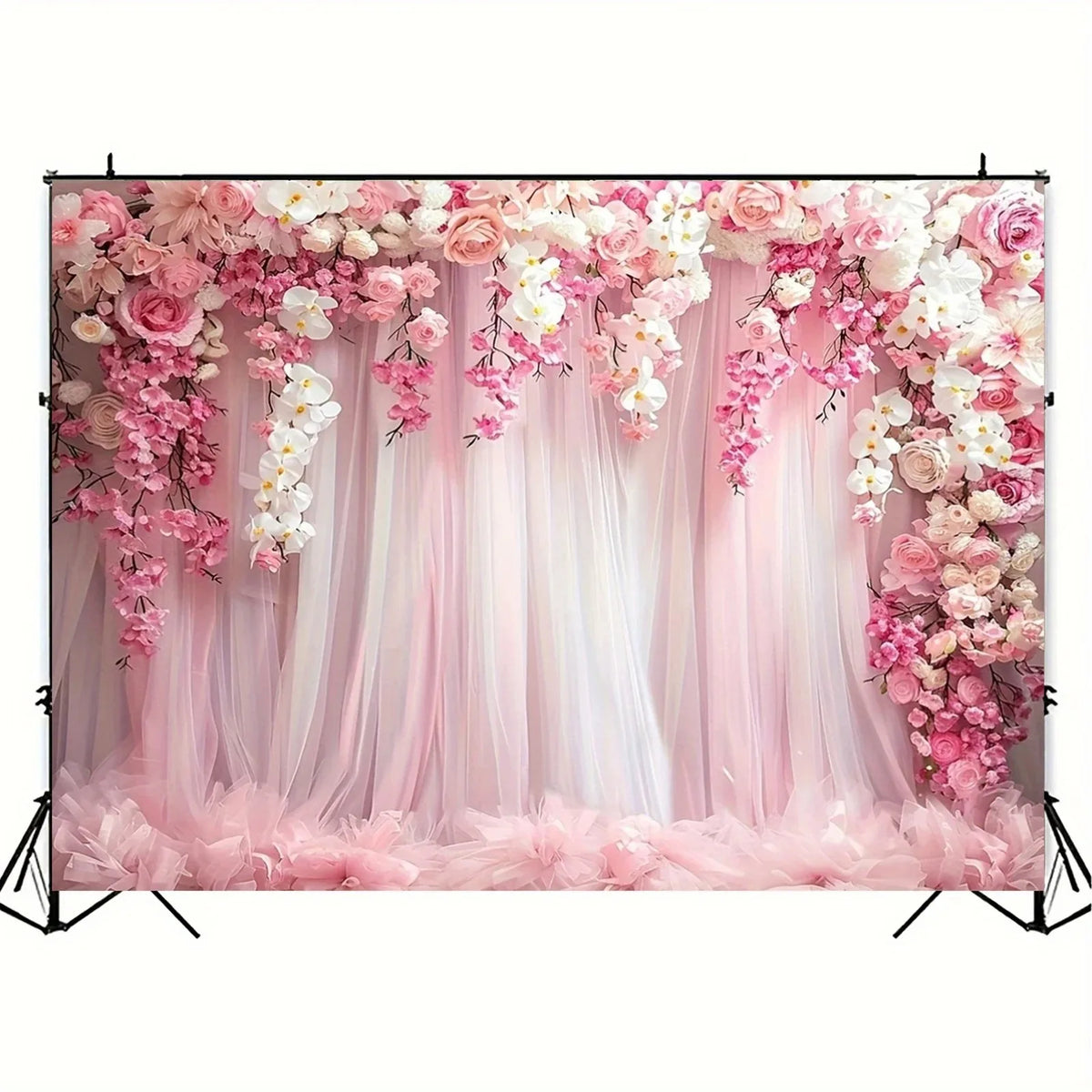 Wedding Flowers Curtain Backdrop Bridal Shower Engagement Ceremony Party Photography Background Wall Decor Photo Studio Props