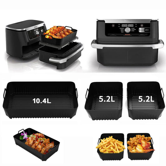 Reusable Silicone Air Fryer Basket Liner Fit Ninja AF500 Non-Stick Heatproof Easy Clean BPA-Free Kitchen Cooking Accessory