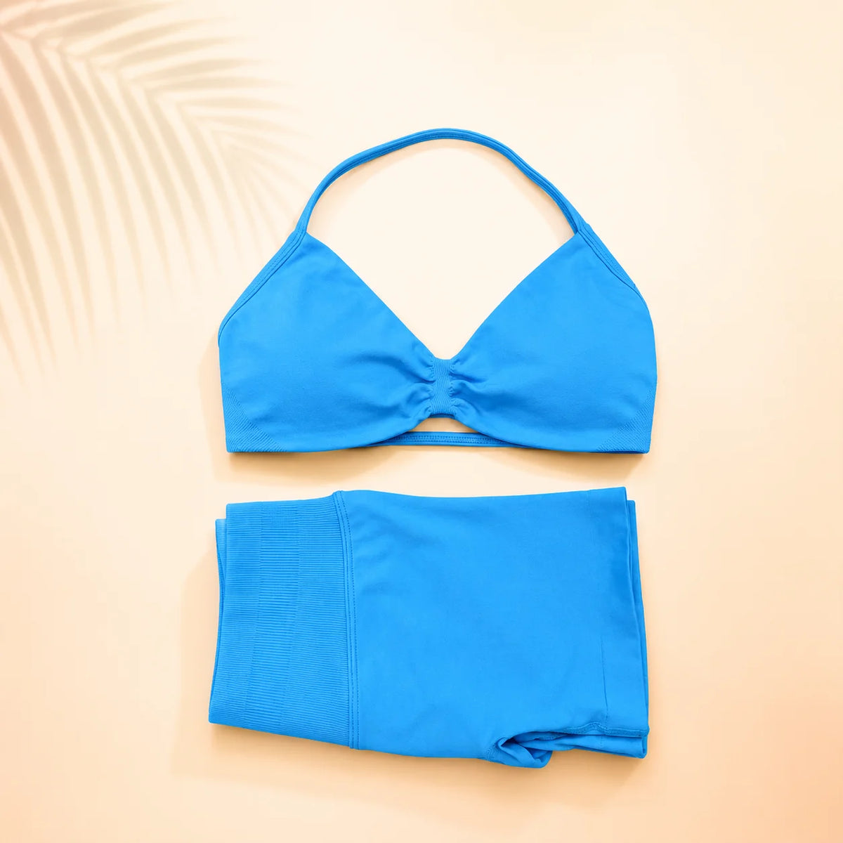 Women Yoga Set Ruched Sports Bra High Waist Shorts 2 Piece Workout Outfit Gym Fitness Activewear Seamless Training Set