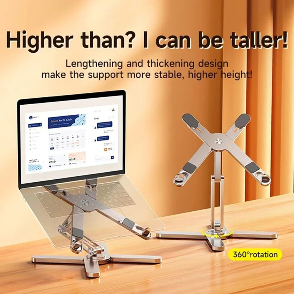 Foldable Laptop Stand 360°Rotation Notebook Table Holder Aluminum Alloy Portable Book Tablet Bracket Open-ended Heat Dissipation