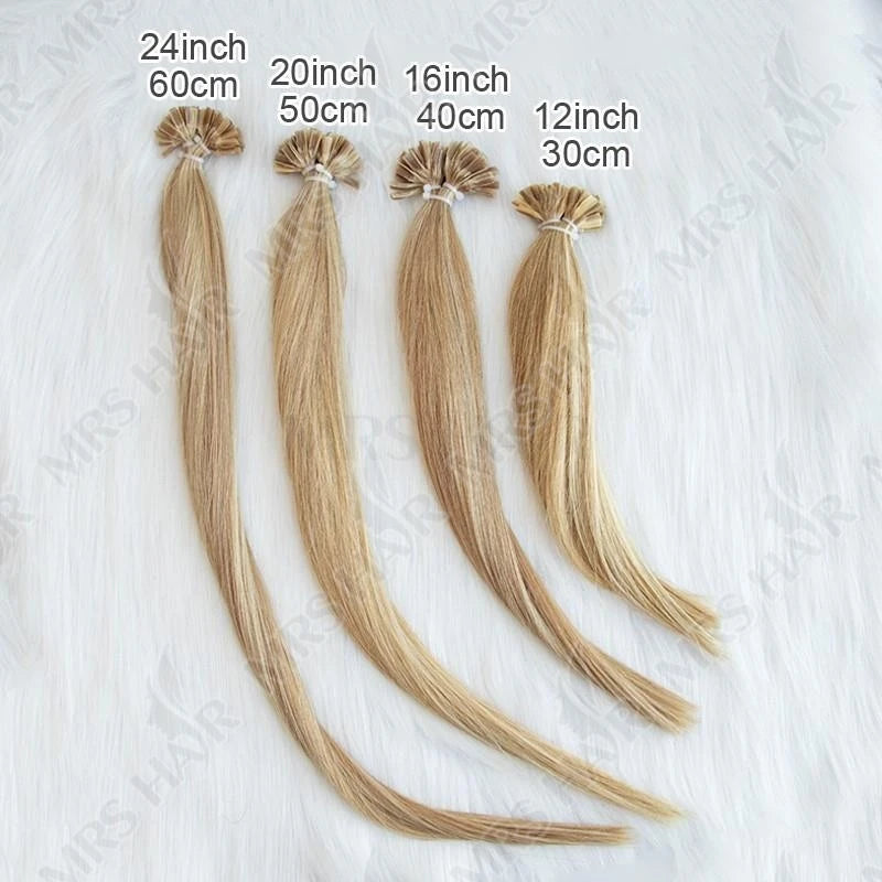 MRSHAIR U Tip Fusion Hair Extensions Nail Tips Human Hair Italiana 1.5cm Long Keratin Hair Bondings 12 16 20 24 inch 50strands
