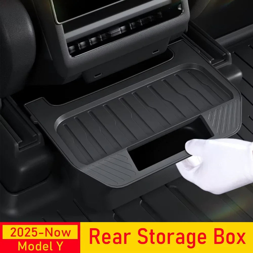 For Tesla Model Y 3 Highland Rear Seat Storage Box Center Console Bins Backseat Trash Can Garbage Bag Tray Accessories