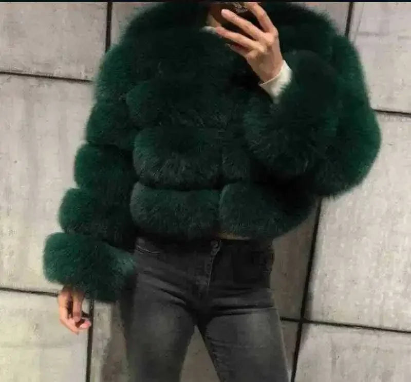 Women Autumn Winter Faux Fur Fox Coats Short Coat Jackets Elegant Jacket Furry Outerwear Party White Thick Warm Y2k Coats