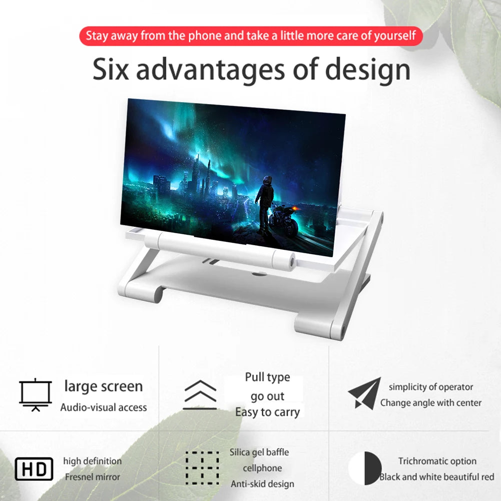 8 inch 3D Screen Amplifier Mobile Phone Screen Video Magnifier HD Expander Projector Smartphone Display Magnifying Bracket