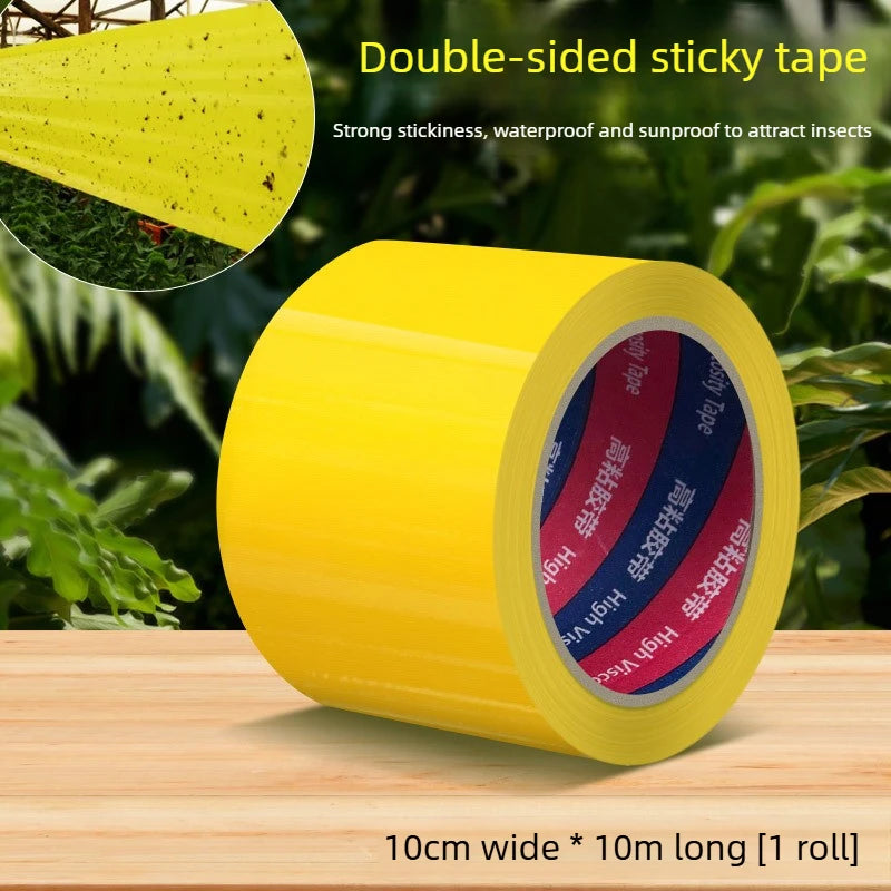 1 Roll 10M Yellow Double-Sided Sticky Insect Barrier Tape Anti-Climb Insect Trap Tape Non-Toxic for Ants Moths Aphids Whiteflies