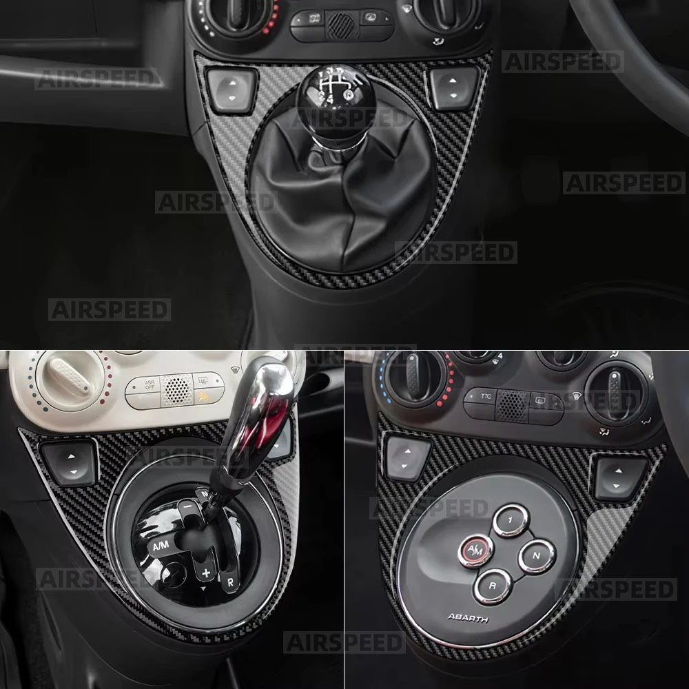 Real Soft Carbon Fiber Sticker For Abarth 595/695/Fiat 500C 2012-2015 For Fiat 500 2008-2015 LHD RHD AT MT Car Gear Shift Trim