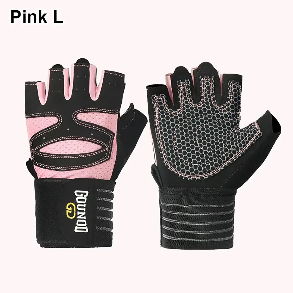 1Pair Half Finger Weight Lifting Glove Breathable Anti-Slip Weightlifting Gloves Bodybuilding Powerlifting Wristband Support