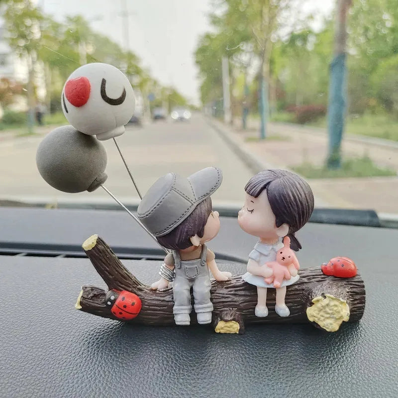 1/2pcs Car Interior Decoration Cute Cartoon Couples Action Balloon Ornament Auto Interior Dashboard Accessories For Girls Gifts