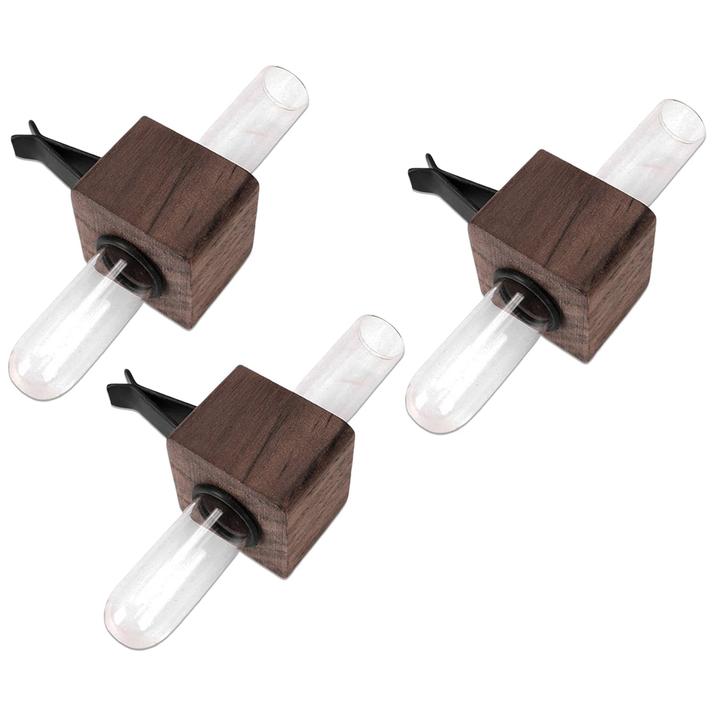 Hydroponic Plant Holder Car Air Vent Flower Decoration Rack Auto Interior Ornament Black Brown Wood Simple Elegant Accessory