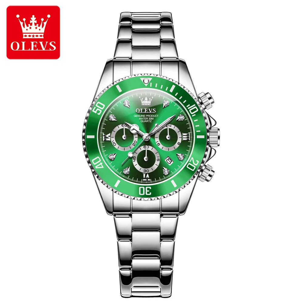 OLEVS Women’s Watch Elegant Luxury Original Quartz Watch Zircon Scale Waterproof Luminous Chronograph Date Ladies Watch 5632