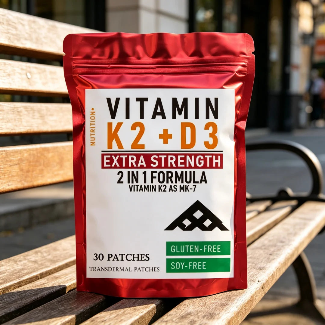 30 Patches Vitamin K2 with D3 Patches Contains Vitamin D & K Complex Premium Biotin & Folic Acid Transdermal Patch