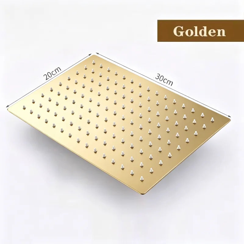 High Pressure Rainfall Stainless Steel Shower Head High Flow 8" 10" 12" Square Pressure Boosting Design Spa Bathroom Showerhead