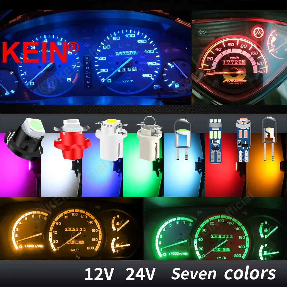 KEIN 10PCS 12V 24V T3 T4.2 T4.7 T5 B8.5D B8.4 B8.4D B8.3 B8.5 T4 509T bX8.4d W3W Led Bulb Instrument Dashboard Car Truck Light